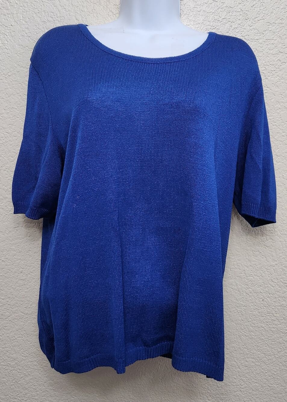 Philippe Marques Blue Tight Knit Round Neck Short Sleeve Top 14 Lightweight Soft